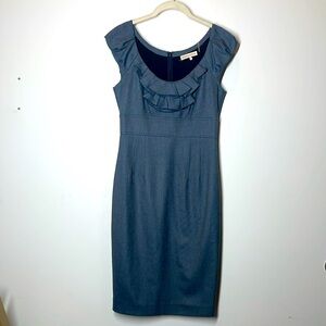 Rebecca Taylor Gray Sleeveless Ruffled Midi Dress